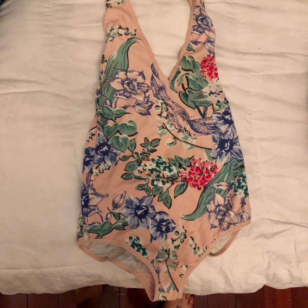 Pink tropical print jumpsuit